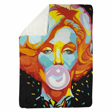 BEGIN HOME DECOR 60 x 80 in. Colorful Marilyne Monroe Bubblegum-Sherpa Fleece Blanket 5545-6080-FI50